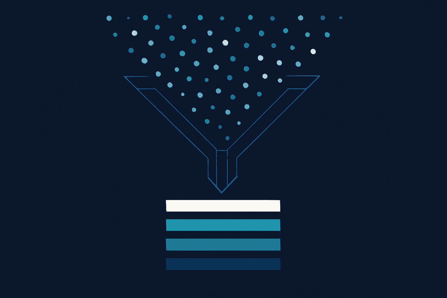 Information funnel filtering news into key industry signals